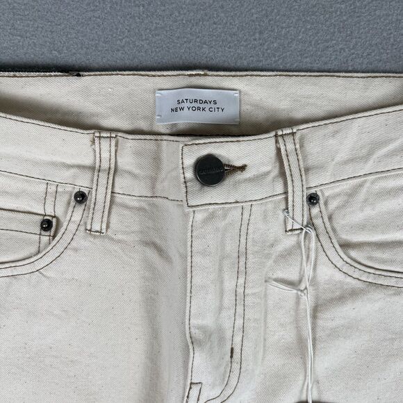 NWT Saturdays NYC Charlie Skinny Slim Natural Beige Mid Rise Denim Jeans 29x32 - Picture 3 of 16
